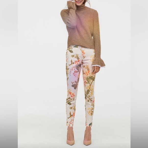 H&M Pants - H&M‎ Beige Floral Cigarette Pants Size 10 Petite